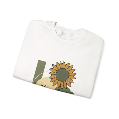 Sun & Bloom Crewneck Sweatshirt — Vintage Sunflower Graphic Gildan 18000