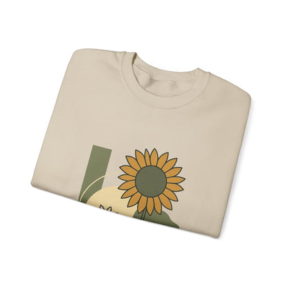 Sun & Bloom Crewneck Sweatshirt — Vintage Sunflower Graphic Gildan 18000
