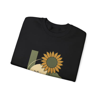 Sun & Bloom Crewneck Sweatshirt — Vintage Sunflower Graphic Gildan 18000