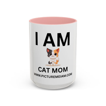 I AM Cat Mom Inspirational Accent Coffee Mug - 11/15oz