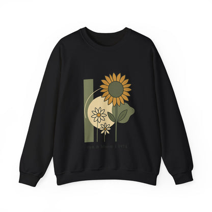 Sun & Bloom Crewneck Sweatshirt — Vintage Sunflower Graphic Gildan 18000